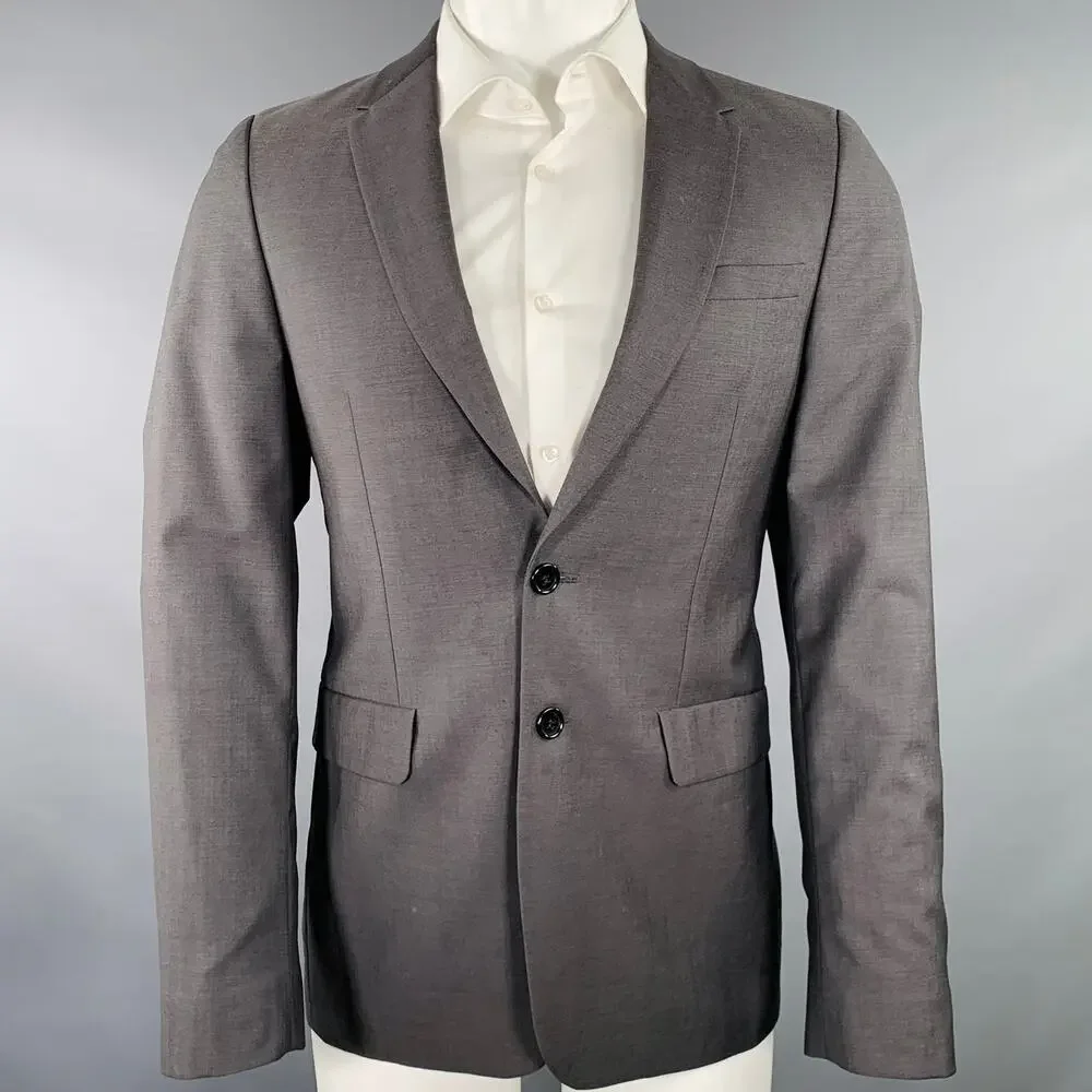 PAUL SMITH Size 38 Grey Wool Mohair Single Breasted Sport Coat